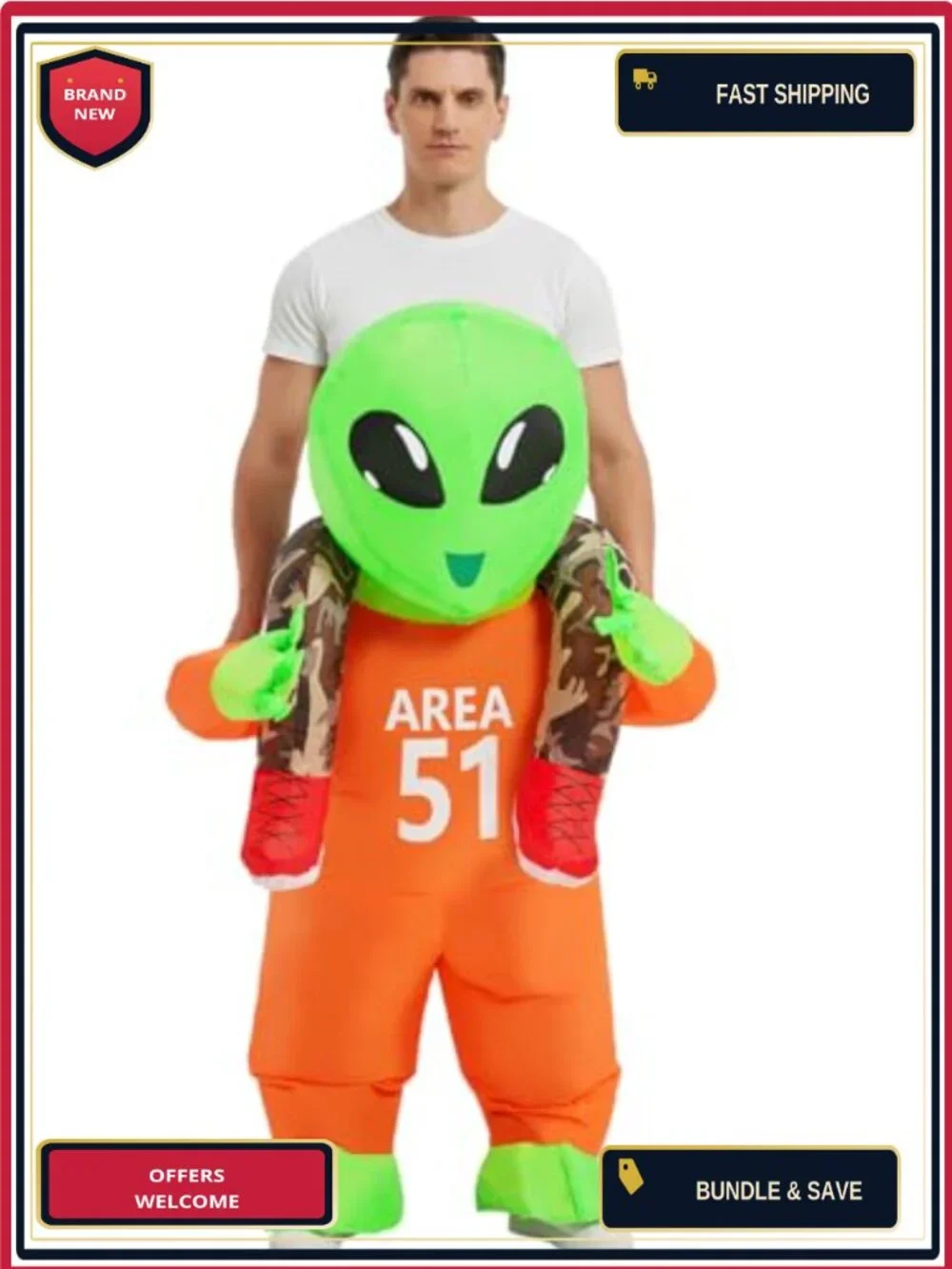 Inflatable Alien Costume Adult Blow Up Halloween Cosplay Polyester